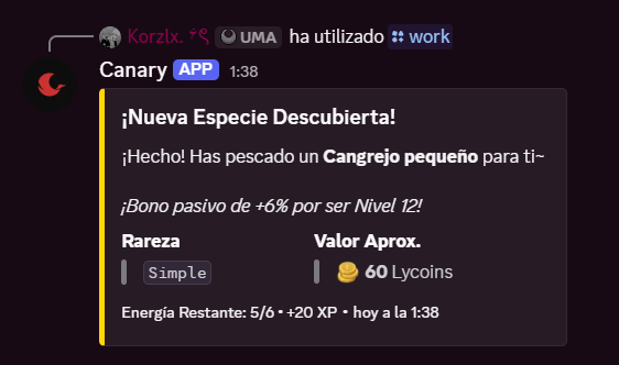 Sistema de economía de Lycoris en Discord
